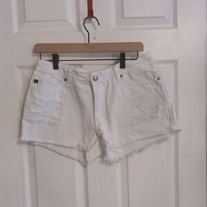 KanCan White Distressed Jean Shorts Frayed Hem